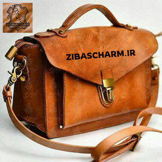 کیف دوشی زنانه چرم طبیعی دست دوز زیباس چرم